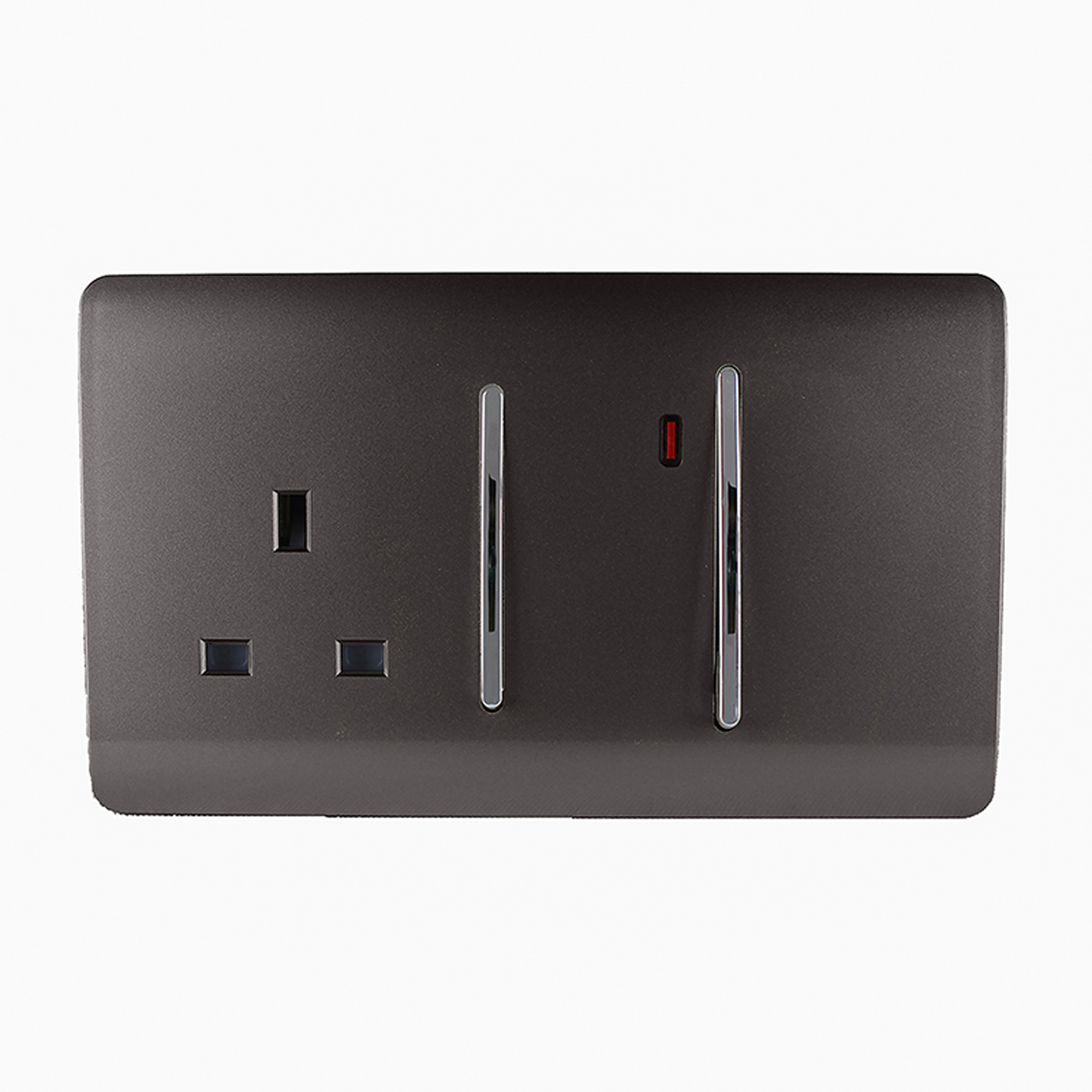 ART-WHS213DB  45A Double Pole Switch With Socket & Neon Dark Brown